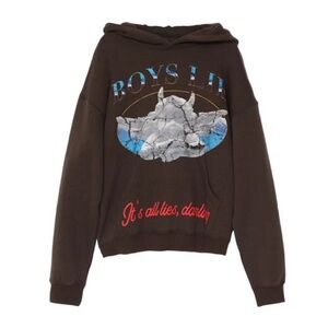Boys Lie Brown Hoodie with Blue and Red Accents